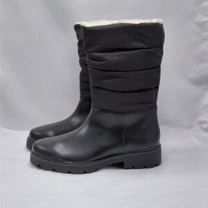 Journee Collection Womens Boots Size 9.5 Black Puffer Lug Sole Winter Fleece